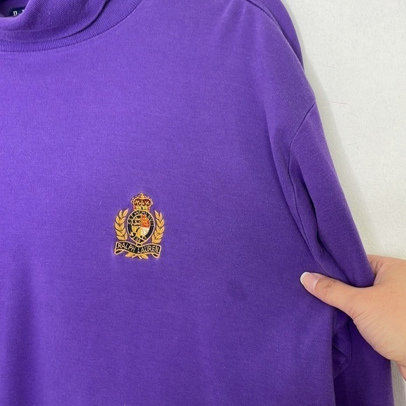 Ralph Lauren cotton saturated crest purple turtleneck - Picture 4 of 8